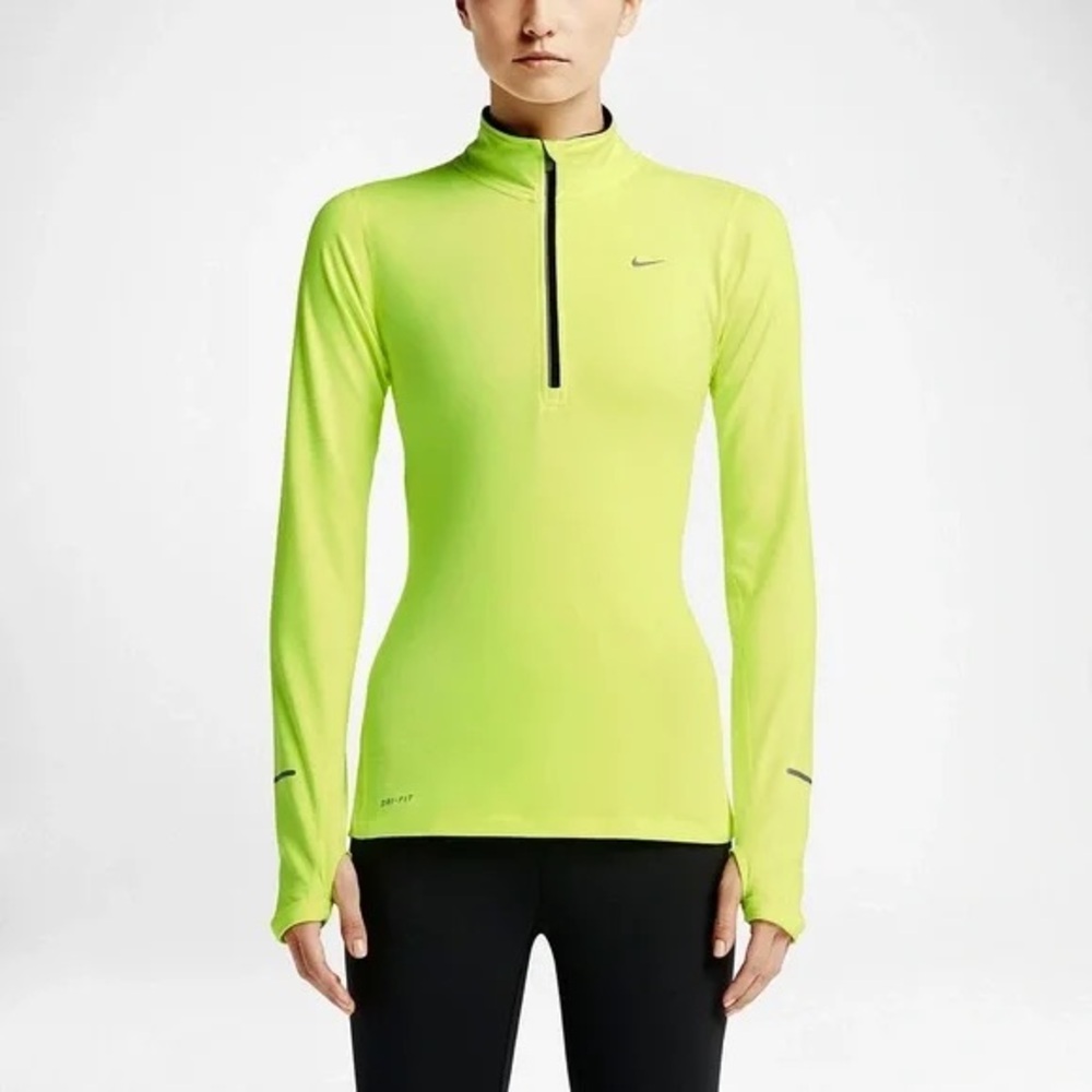 Nike Dri-FIT Running Half Zip Neon Volt Long Sleeve